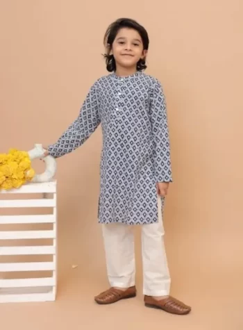 Blue Hex Printed Kurta Set