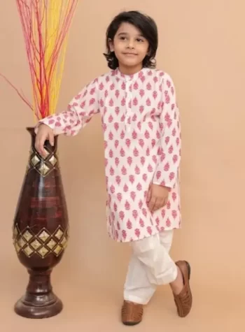 Printed pink Kurta Set